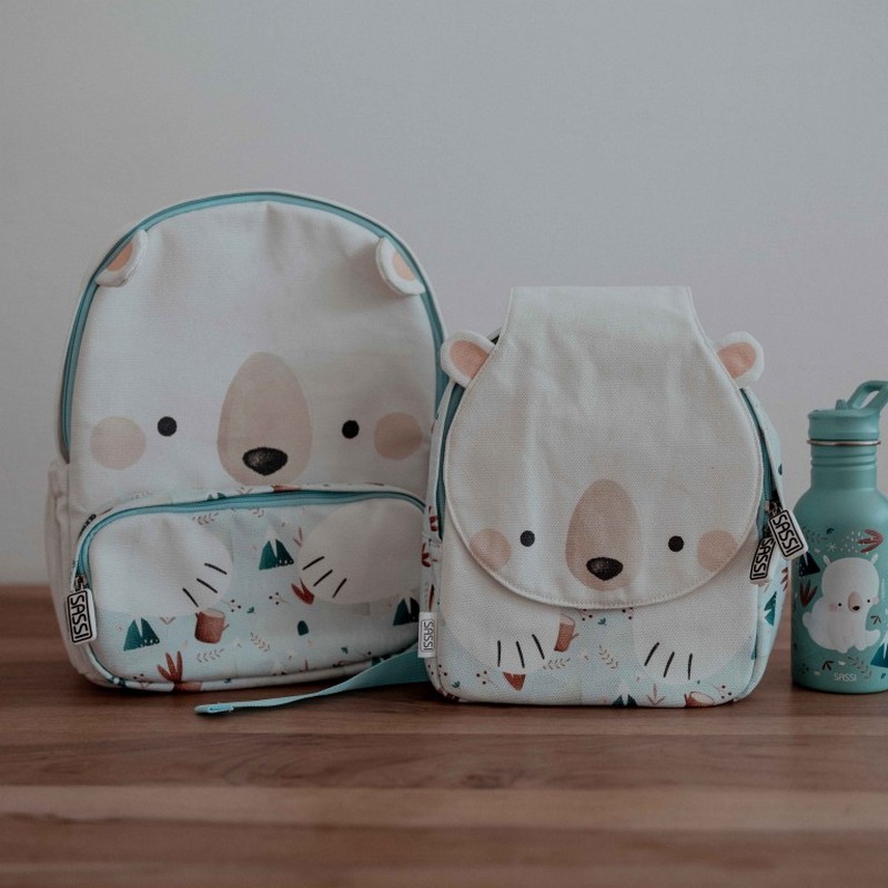 Zaino orso polare per bambini in formato A4 realizzato in cotone